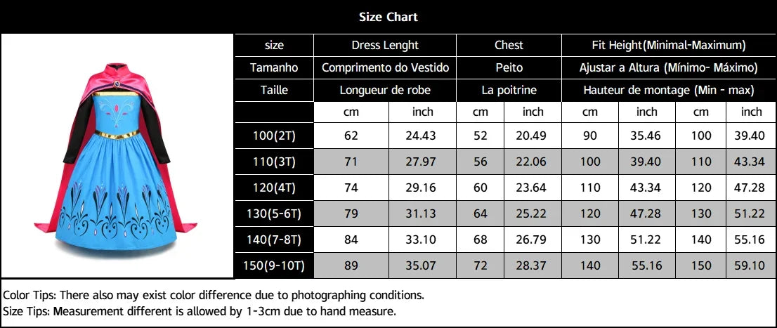 Frozen Elsa Princess For Girls Cosplay Costume Kids Mesh Snow Queen Carnival Birthday Party Dress Up Clothes 2-10Yrs Gown