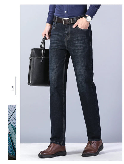 Men's Slim Fashion Denim High Quality Male Pants Elastic Black Blue Leisure Jeans Brand Clothing