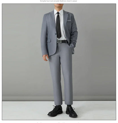 S-8XL Suit Men's Fashion Casual Outdoor (Blazer+ Pants) Gentleman Business Wedding Slim-fit Formal British Style Wedding Suit