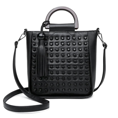 Fashion Sheepskin Leather Women Handbag Luxury Rivet Ladies Hand Bags Tote Bag Famous Brand Messenger Crossbody Bags for Women