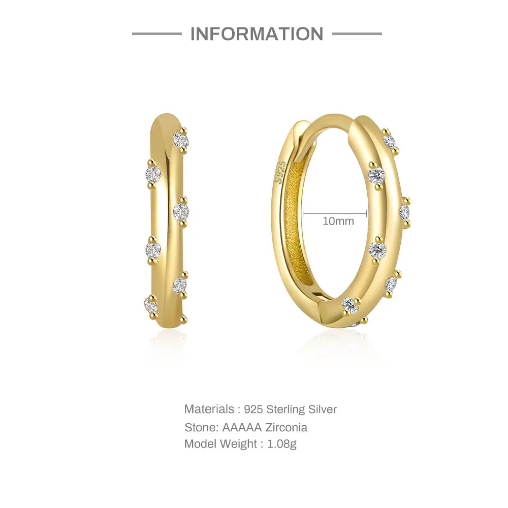 925 Sterling Silver Glossy Hoop Earrings Gold Color Tiny Cartilage Piercing Small Huggie Earring Fine Jewelry Accessories