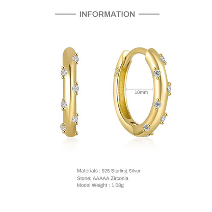 925 Sterling Silver Glossy Hoop Earrings Gold Color Tiny Cartilage Piercing Small Huggie Earring Fine Jewelry Accessories