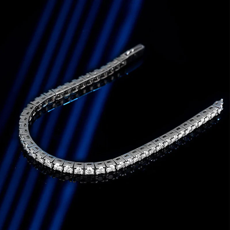 Real GRA Certified D Color 3mm 0.1CT Full Moissanite Tennis Bracelet For Women S925 Silver Diamond 14-23cm Link Bracelets