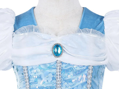 Cinderella Princess Cosplay Dress for Girl Kids Ball Gown Sequin Carnival TUTU Puff Mesh Clothing for Birthday Gift Purim Dress