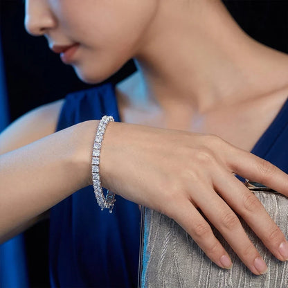 Princess Cut Moissanite Bracelets for Women s925 Sterling Silver Plated 18k White Gold GRA Certified Wedding Bracelet