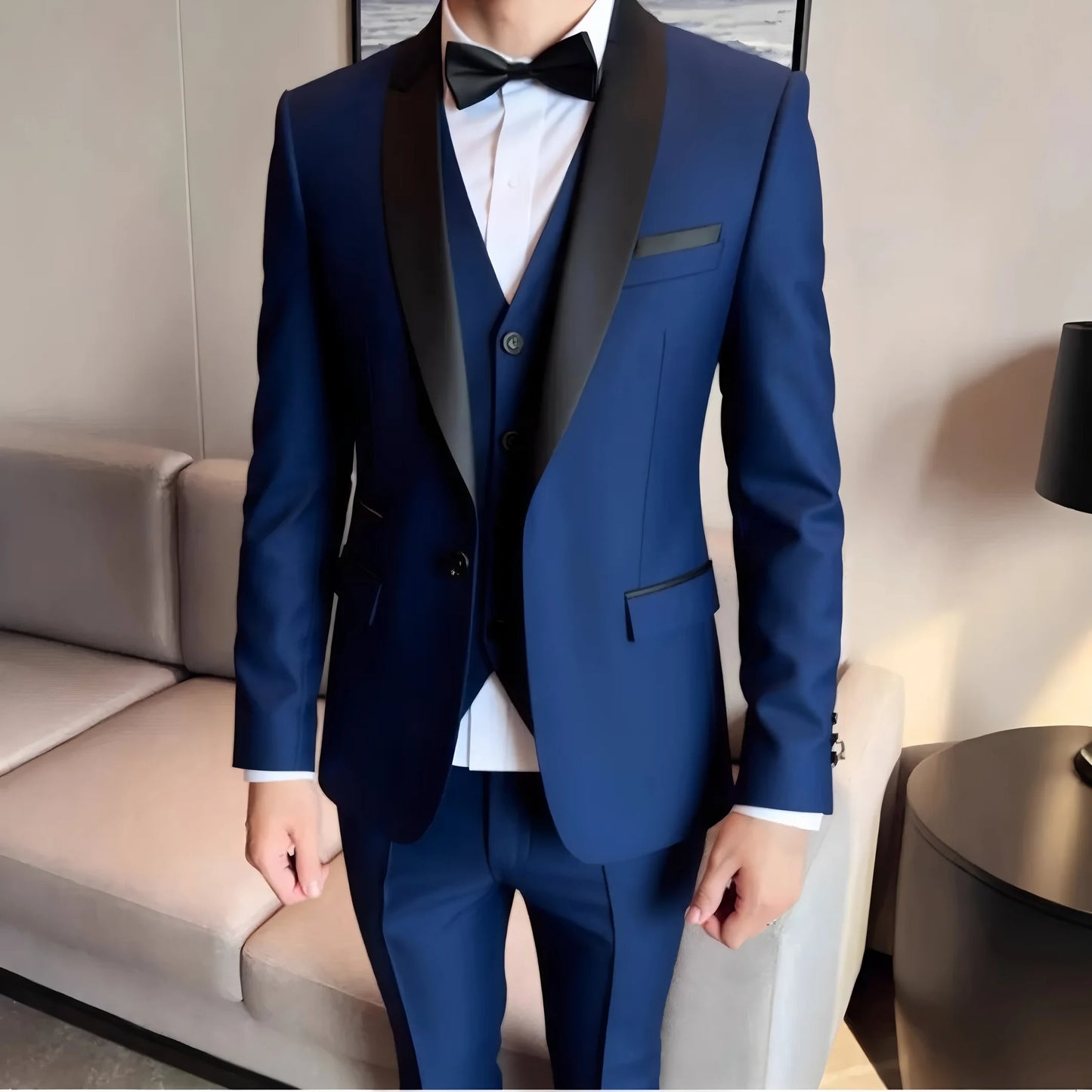 Conjunto de 3 Peças Terno Smoking Masculino Slim Fit para Formatura Noivo Casamento Blazers de Alta Qualidade Padrinho Terno de Festa Negócios Banquete