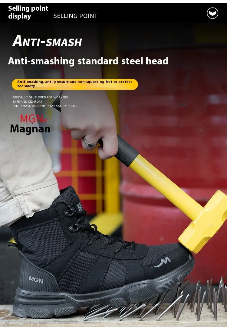 Camouflage Safety Boots Men and Women Work Indestructible Shoes Climbing Steel Toe Protective Boots Anti-puncture Safety Shoes