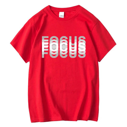 Summer Men's 100% Cotton High Quality Casual Sports Loose Oversized Funny Focus Print Round Neck Short Sleeved T-shirt Tops
