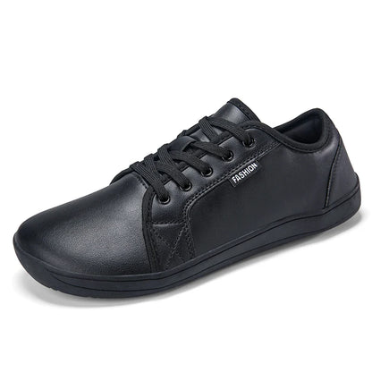 Wide Toe Men Minimalist Shoes Comfortable Sneakers Leather Casual Shoes Black Slip On Leisure Loafers Drive Office