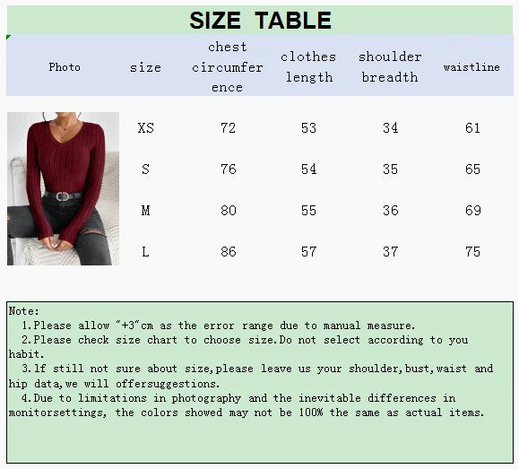 Women's Slim Sexy Knit Long Sleeve Top Women's V-Neck Neck Edge Clash Top New Autumn and Winter Women's Casual Pullover