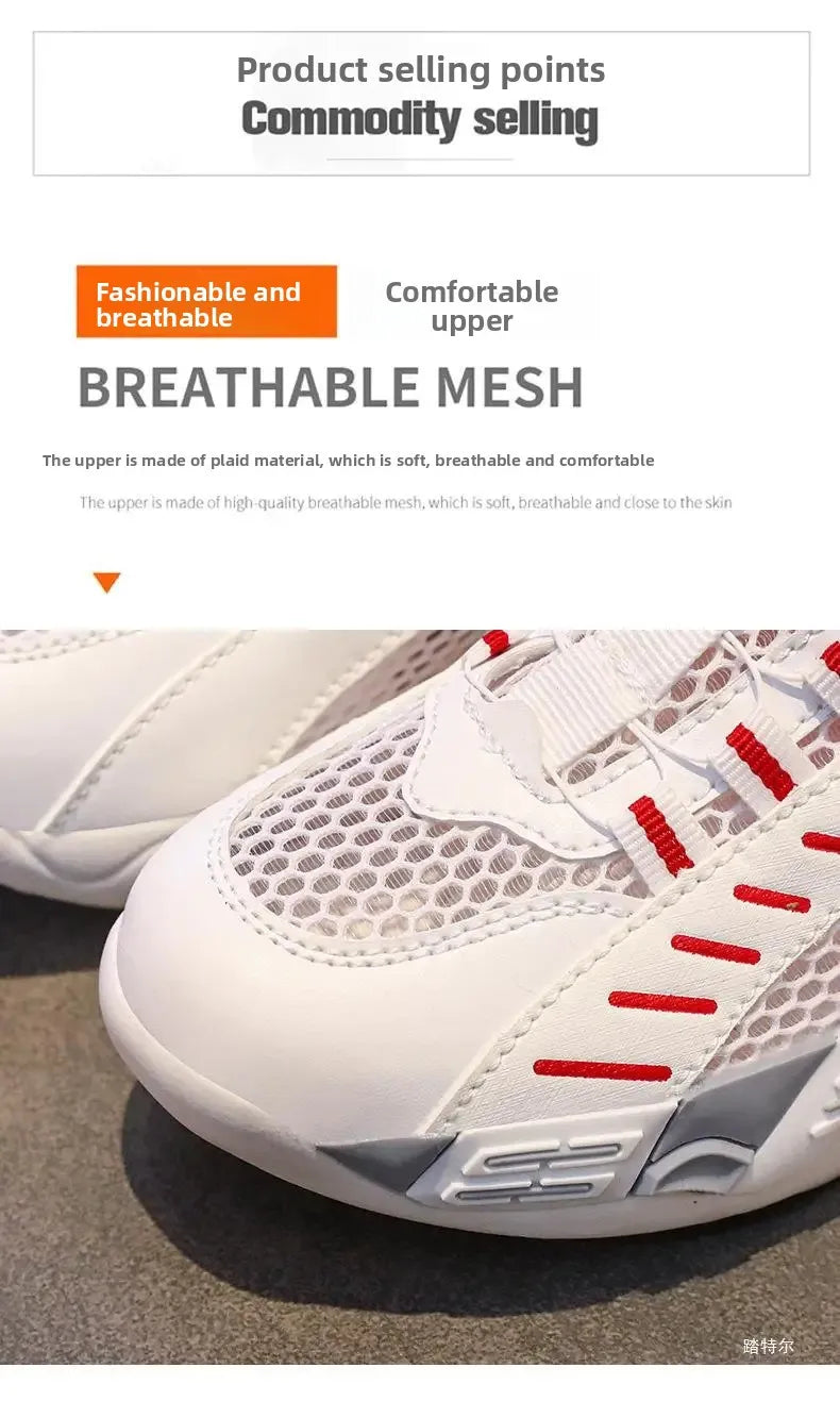 Kids Sneakers Basketball Shoes Boys Spring Fashion Rotating Button Anti-slip Shock Absorption School Students Sports Shoes