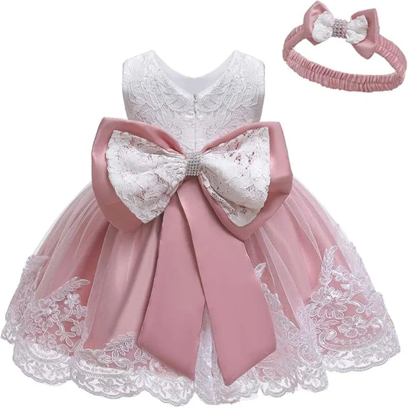 Girls White Baptism Dress Bridesmaid Dresses For Wedding Prom Gown Big Bow Girls Elegant Dresses Red Puffy Christmas Dress