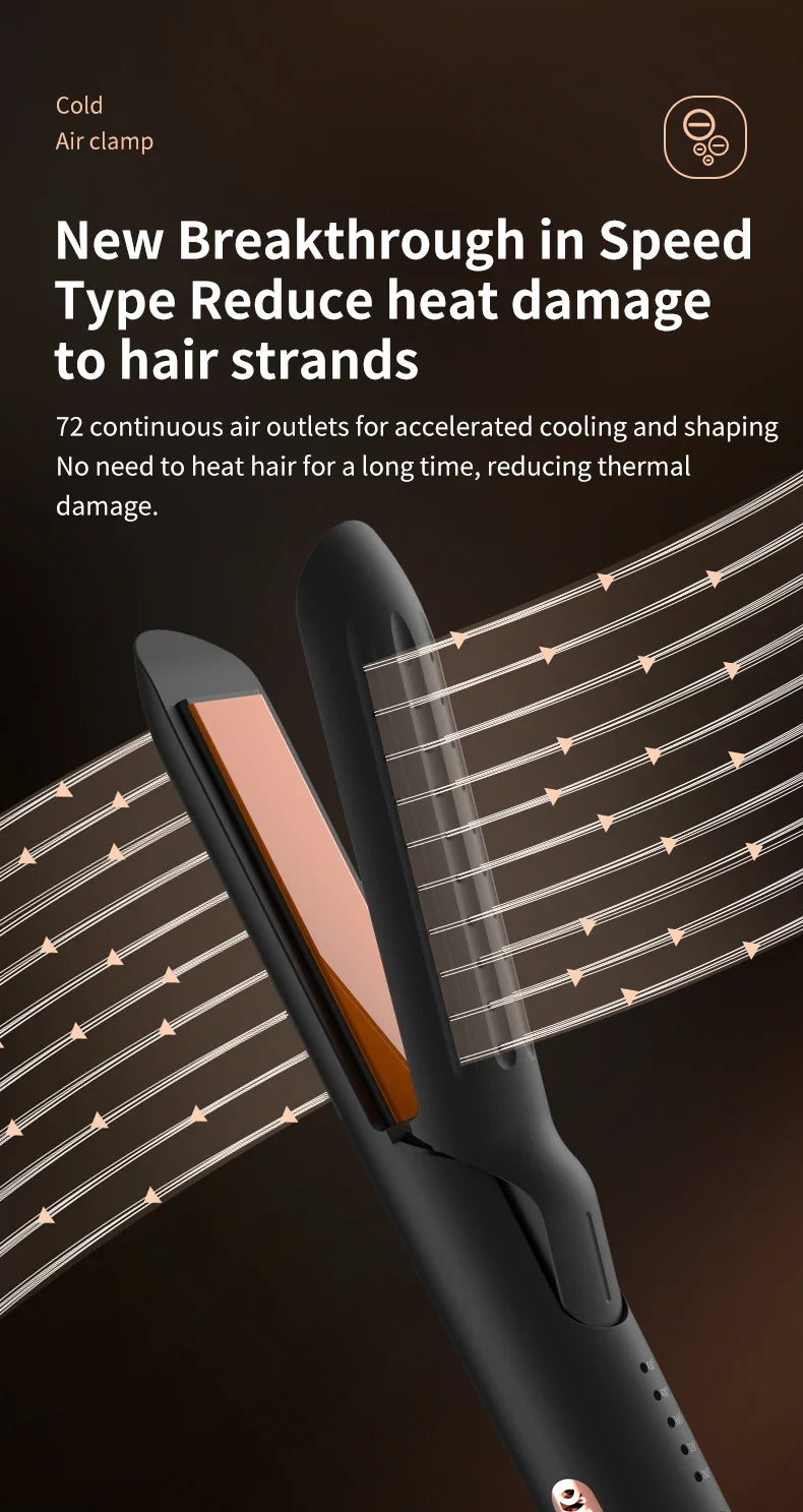 Professional 2-in-1 Hair Styler Curling Wand Straightener Negative lon Ceramic Plates Adjustable Temperature Salon Home