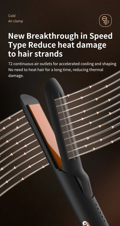Professional 2-in-1 Hair Styler Curling Wand Straightener Negative lon Ceramic Plates Adjustable Temperature Salon Home