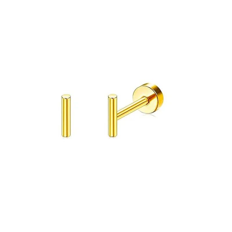 2PCS/Set Stainless Steel Gold Flower Cross Stud Earrings for Women Cute Mini Pearl Earrings Tragus Cartilage Piercing Jewelry