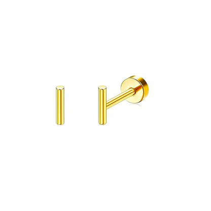 2PCS/Set Stainless Steel Gold Flower Cross Stud Earrings for Women Cute Mini Pearl Earrings Tragus Cartilage Piercing Jewelry