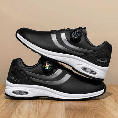 New Men's Fashion Casual sports shoes, Comfortable Hovershoe sole, Outdoor Leisure Walking cycling, Golf shoes, black and White