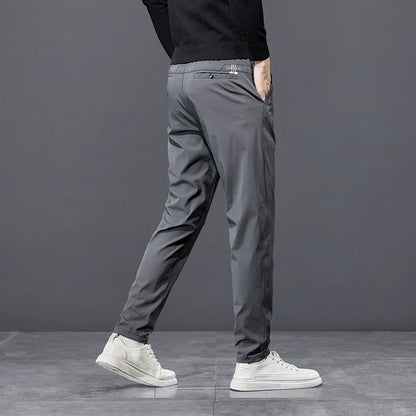 Spring Autumn Men's Golf Casual Pants Solid Color Elastic Waist Design Business Trousers Straight Stretch Korean New Male Pants