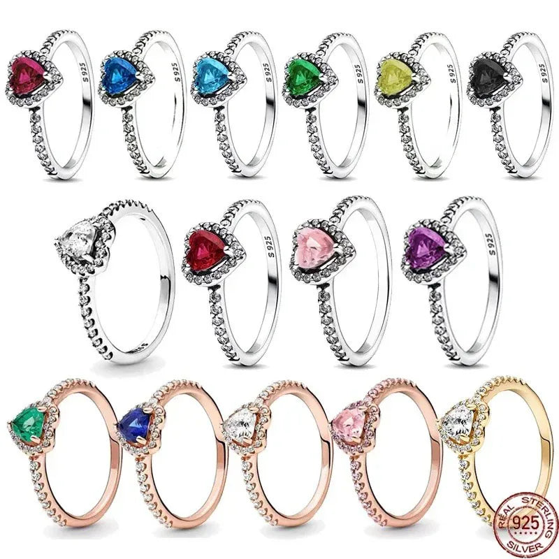 Hot selling 925 sterling silver ring, exquisite luxury, adjustable charm, square circular heart-shaped ring women's jewelry gift
