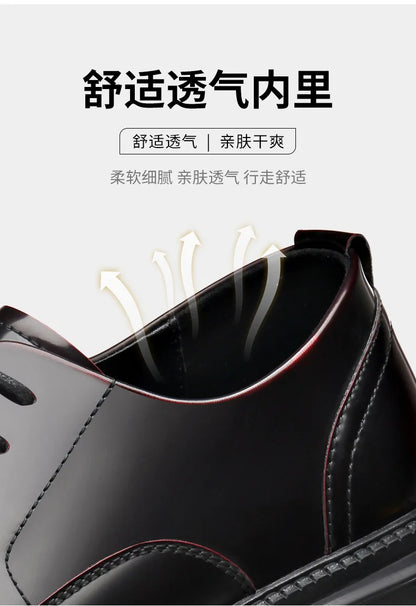 British Thick-soled Formal Leather Shoes Men Spring Autumn Lace Designer Platform Shoes Male Fashion Business Casual Shoe Man