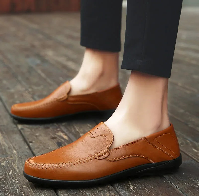 Genuine Leather Men Casual Shoes Luxury Brand Formal Men Loafers Moccasins Italian Breathable Slip on Male Boat Shoes Size 37-47