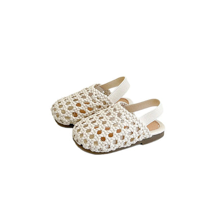 Baby Girls Shoes Braided Sandals for Girls Kids Fashion Hollow Out Leather Shoe Soft Sole Retro Princess Slippers Beach Shoes