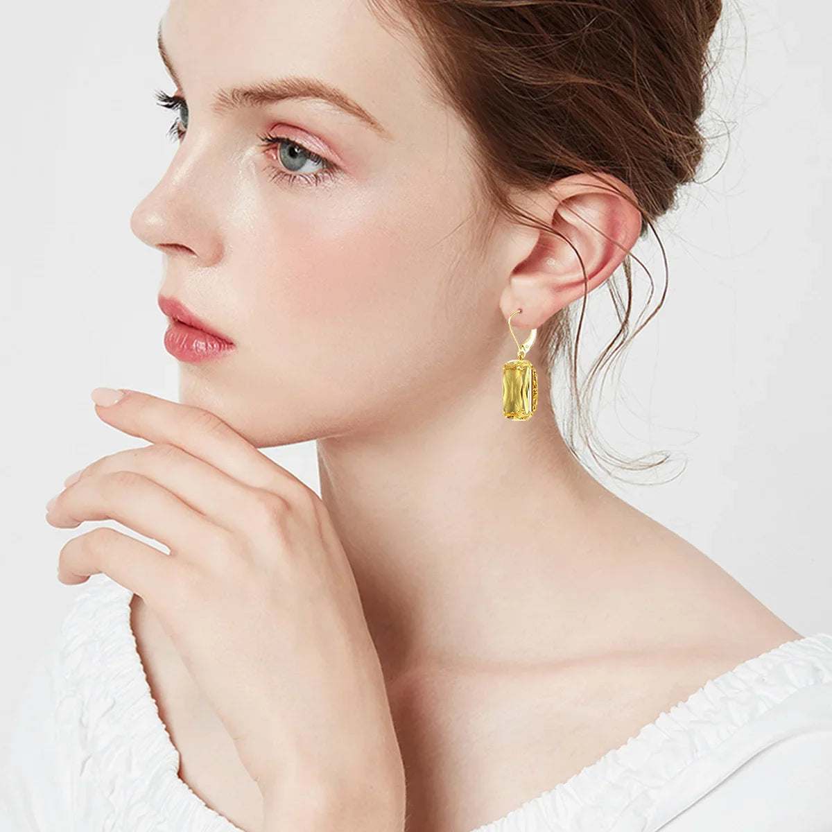 Vintage Ruby Drop Earrings 18K Gold Plated Women Luxury Hanging 925 Sterling Silver Hoop Earrings Engagement Fine Jewelry Gift