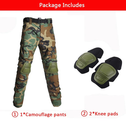 Camouflage Hunting Tactical Pants Training Wear-resistant Hiking Pants Hunting Outdoors Camping Cargo Pant with Knee Pads New