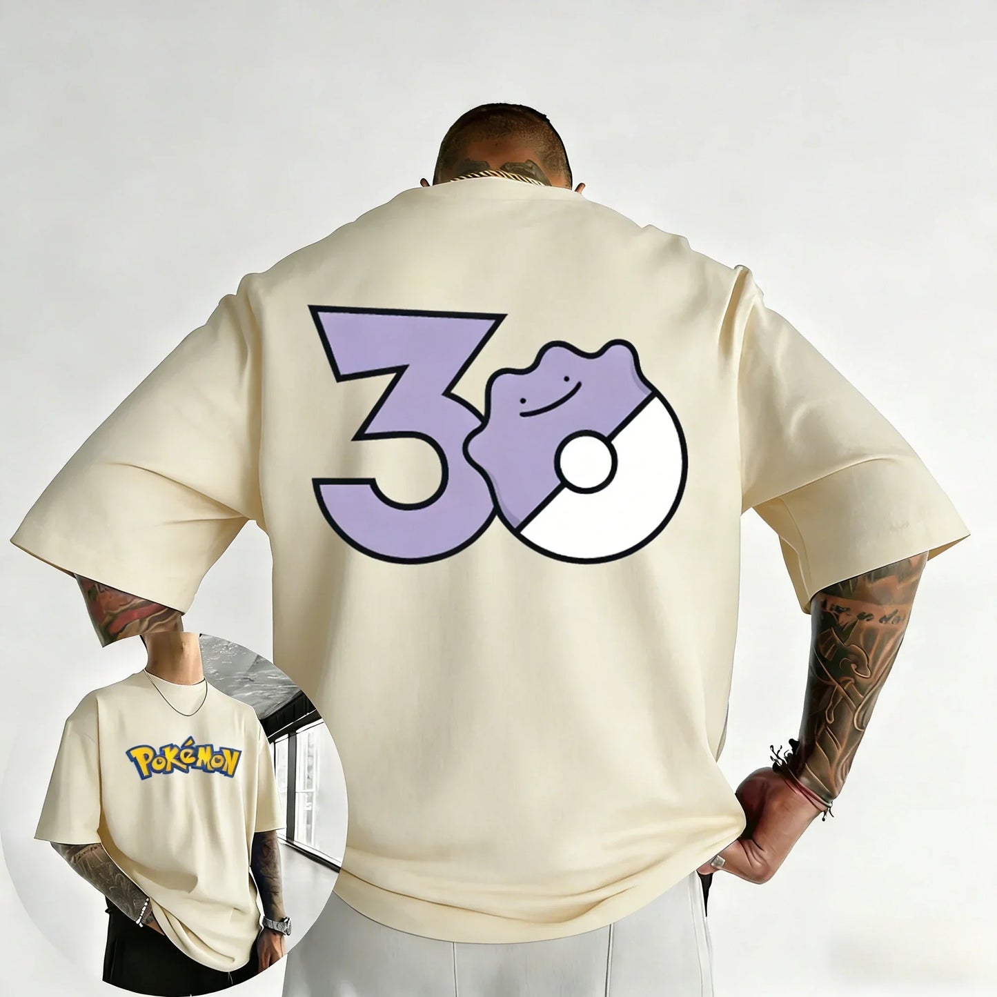 30th Anniversary Ditto Printed T-shirt Summer New Men's and Women's Trendy Large Loose Casual Y2K Short Sleeve Top