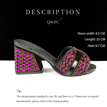 Italian Style Women Banquet Shoes And Bag With Rhinestone Decoration Three-Dimensional Small Bag Match Women High Heel