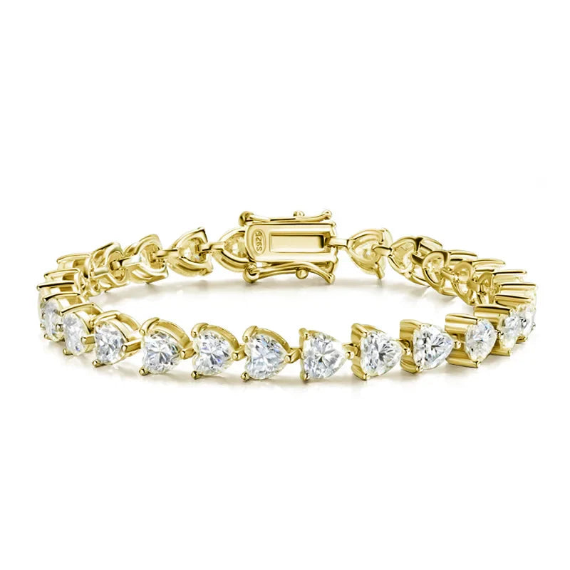 D VVS1 Heart Moissanite Tennis Bracelet Original 925 Sterling Silver Plated 18k White Gold with GRA Bracelets for Women