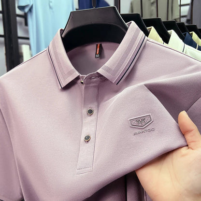 Light luxury brand men's short sleeve polo shirt summer new item high-end letter golf comfortable cotton casual business T-shirt