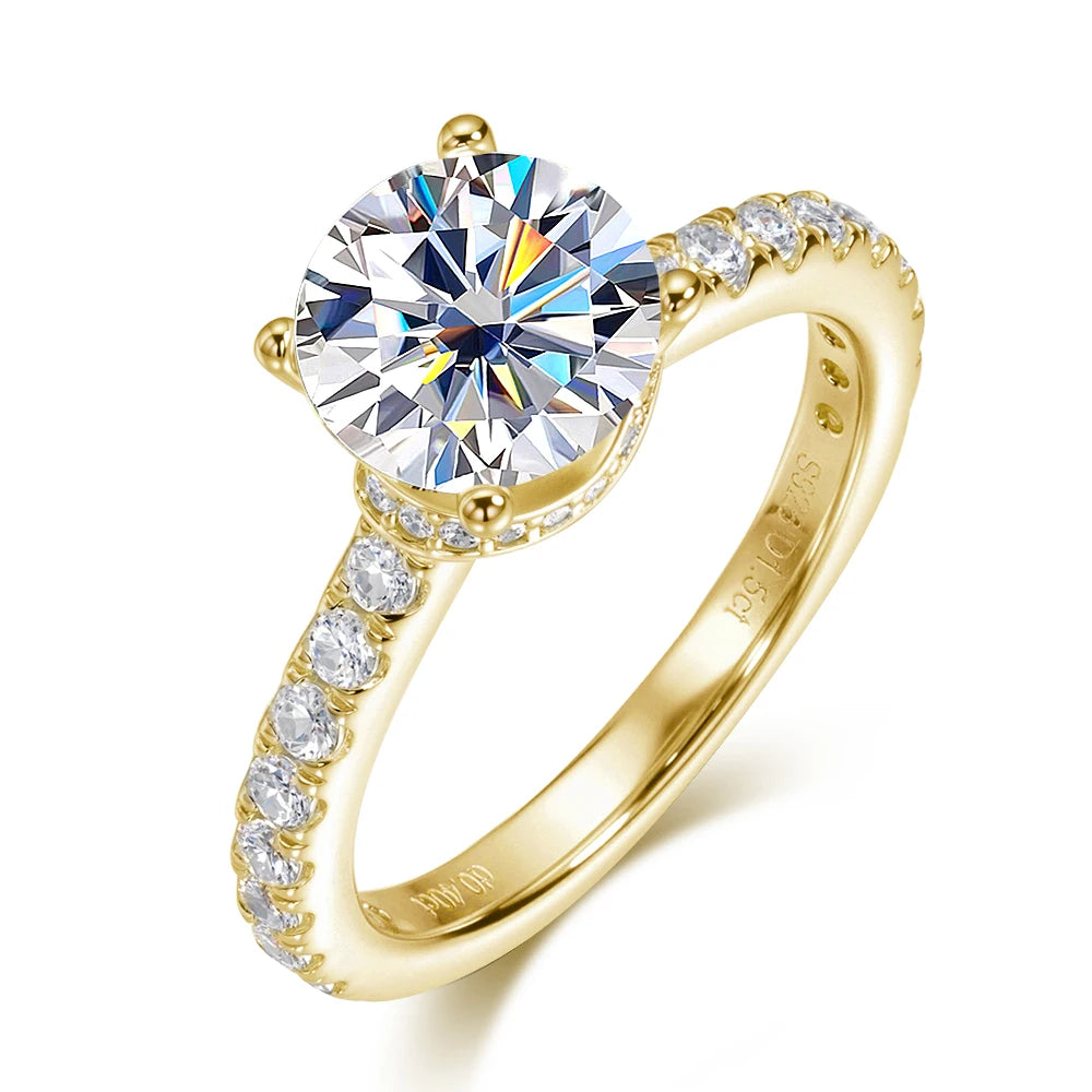 1.5ct Moissanite Rings for Women GRA Certified Diamond Jewelry s925 Sterling Silver 18k Plated Engagement Wedding Ring