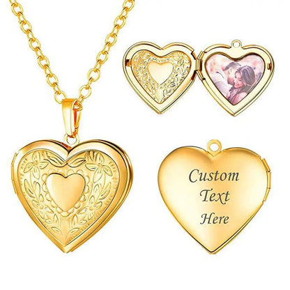 Love Heart Secret Message Locket Necklace Pendant Vintage Gift For Lover Couples Custom Message Fashion Jewelry