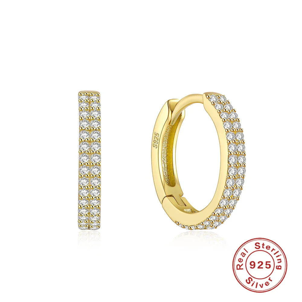 Ins Star Anise 925 Sterling Silver  Earring For Women Hoop Earrings Crystal Fine Jewelry Glossy 18K Gold Mom Gift Trend