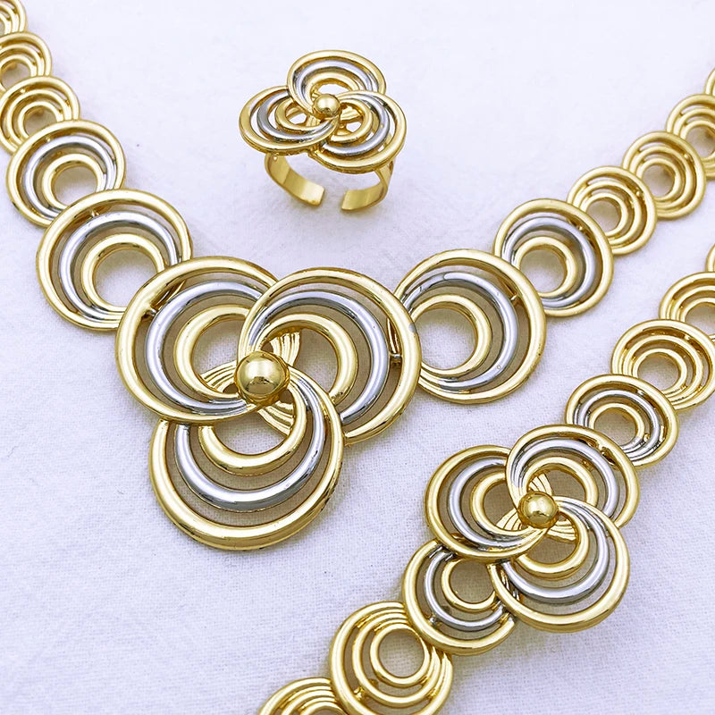 Elegant Women Necklaces Jewelry Sets Gold Color Jewelry On The Neck Wedding Party Accessories conjunto de joyeria para mujer