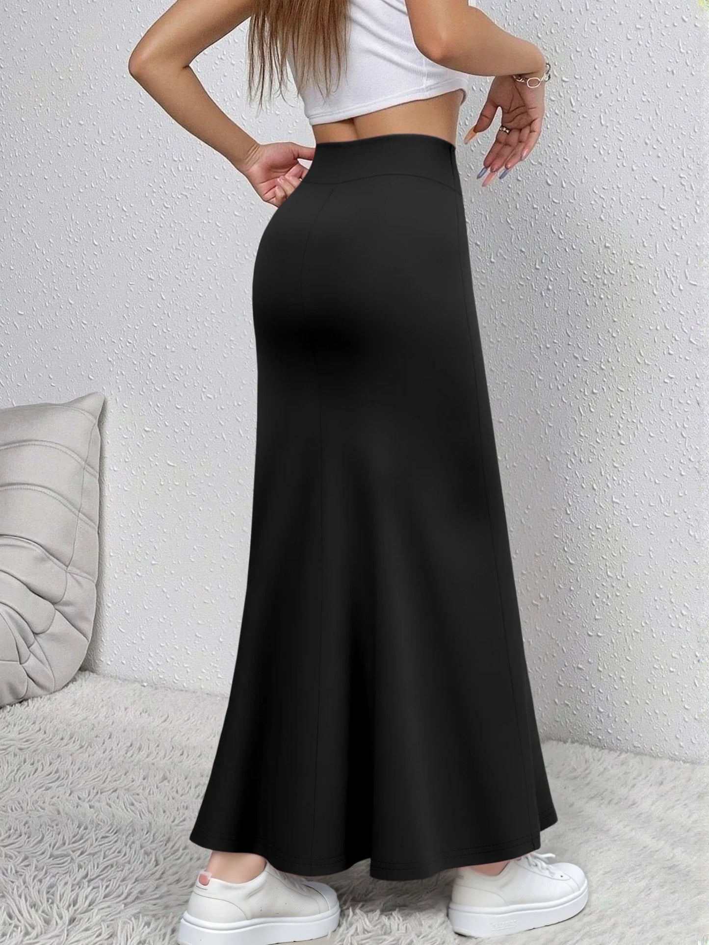 Women Midi Skirt High Waist A line Flowy Hem Breathable Material Perfect for Fashion Shoots Casual Streetwear Daily Errands