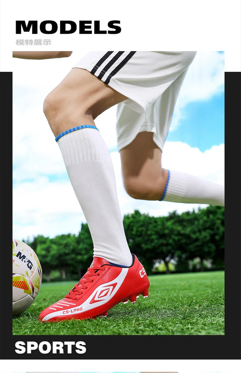 New Men Football Boots Breathable Professional Soccer Shoes Turf Outdoor Non-slip Long Spikes Adult Ultralight Training Futsal