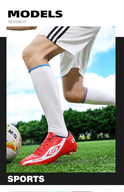 New Men Football Boots Breathable Professional Soccer Shoes Turf Outdoor Non-slip Long Spikes Adult Ultralight Training Futsal