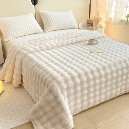 1pc Bubble velvet milk velvet blanket is soft  warm  breathable and can be used as a blanket  bed sheet  or blanket