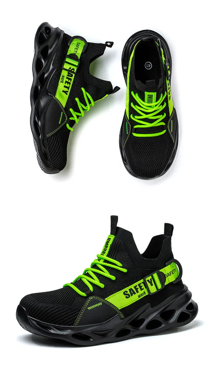 Men's Steel Toe Safety Shoes Anti Crush And Piercing Fashionable Breathable Sock Shoes Outdoor Unisex Work Footwear