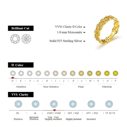 D VVS1 Color 100% 925 Silver Moissanite Ring for Women Pass Diamond Test Engagement Ring Fine Jewelry Anniversary Gifts
