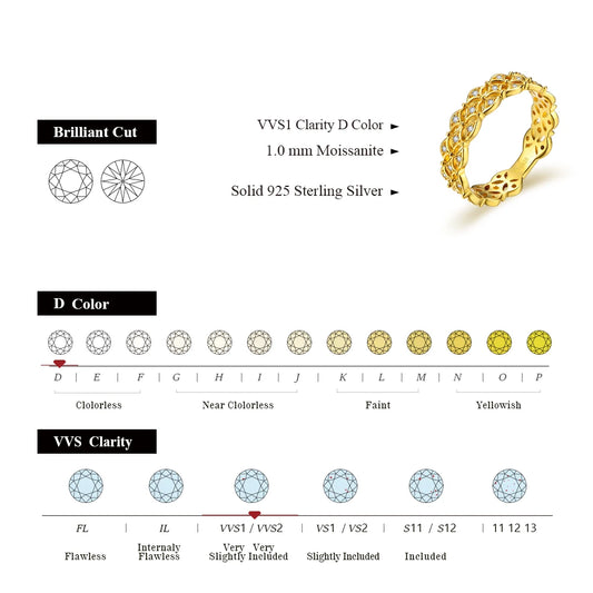 D VVS1 Color 100% 925 Silver Moissanite Ring for Women Pass Diamond Test Engagement Ring Fine Jewelry Anniversary Gifts