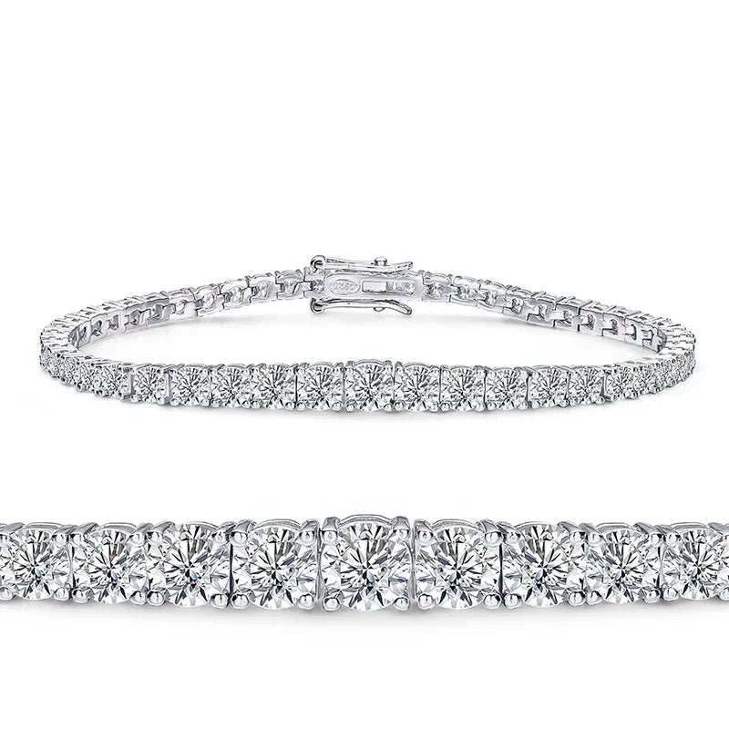 Full Moissanite Tennis Bracelet for Women with Certificate 3-5mm Size Gradient Lab Diamond Bracelets S925 Silver Plated 18K Gold