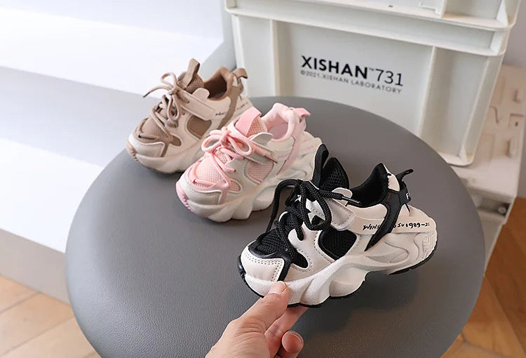 Sports Shoes for Children Baby Girls Shoes Kids Shoes Boys Chunky Sneakers Toddler Lace-up Casual Shoes Thick Bottom Sneakers