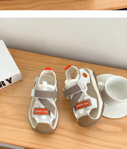 2026 Summer Kids Sandals for Boys Anti-slippery Sole Toddler Beach Shoes Hook&loop Baby Boys First Walkers Barefoot Casual Wear