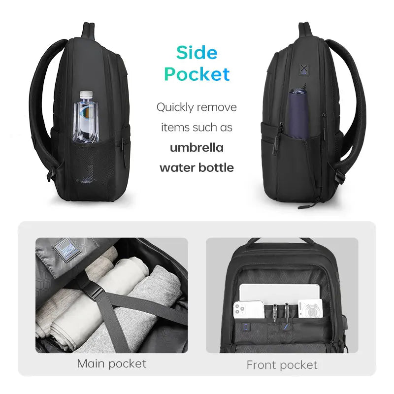 Multi Layers Men's Backpack Fits 15.6inch Laptop Water Repellent Backpacks for Students
