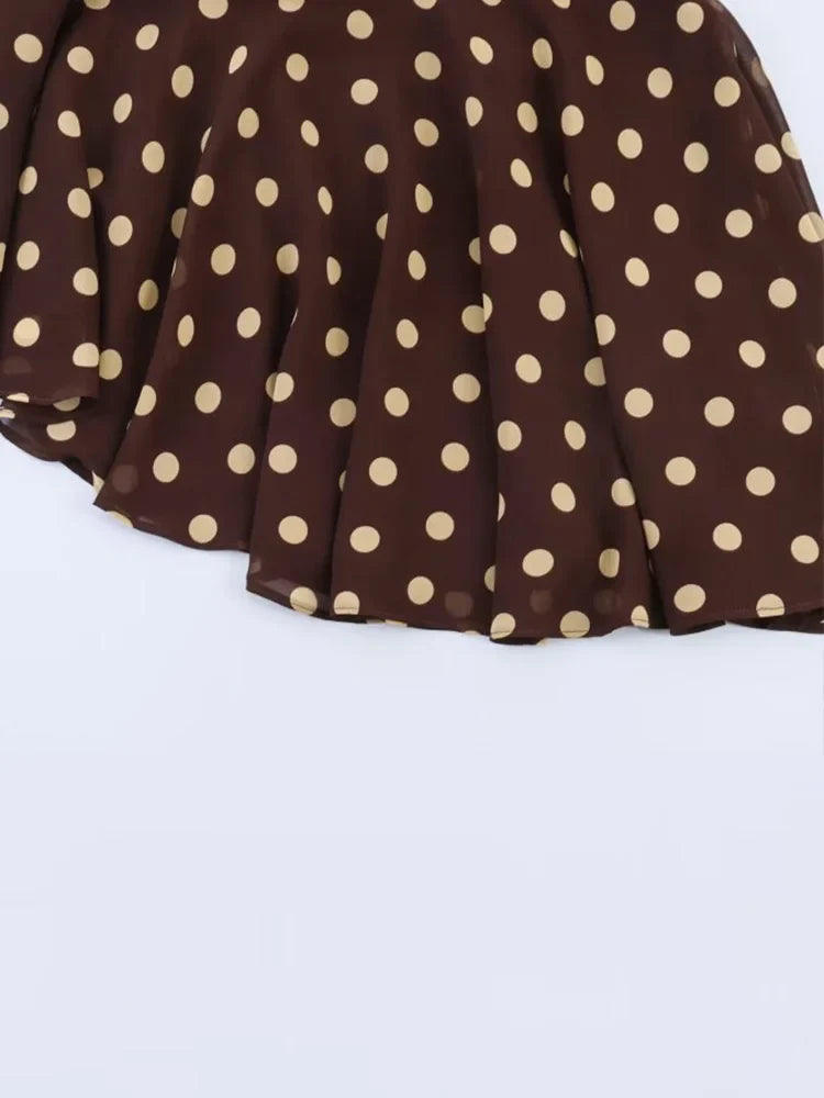 Women Mini Skirts 2026 Fashion Summer Polka dot Side Zipper Asymmetry Pleated Female Elegant Street Skirt Clothes