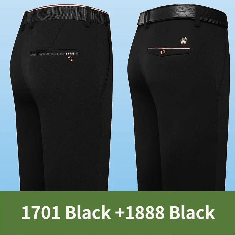 Classic Black Men's Office Dress Pants for Business Formal Fashionable Slim Fit Men's Suit Pants Casual Trousers Plus Size 28-40