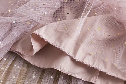 Summer Sweet and Cute Children's Clothing Sequin Decoration Mesh Cake Dress Birthday Party Girls' Dress New Year